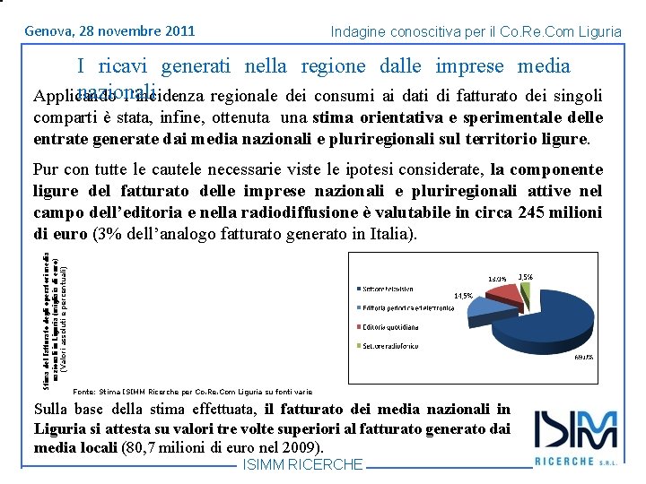 Titolo Genova, 1428 dell’argomento novembre Roma, giugno 2011 Indagine conoscitiva per il Co. Re.