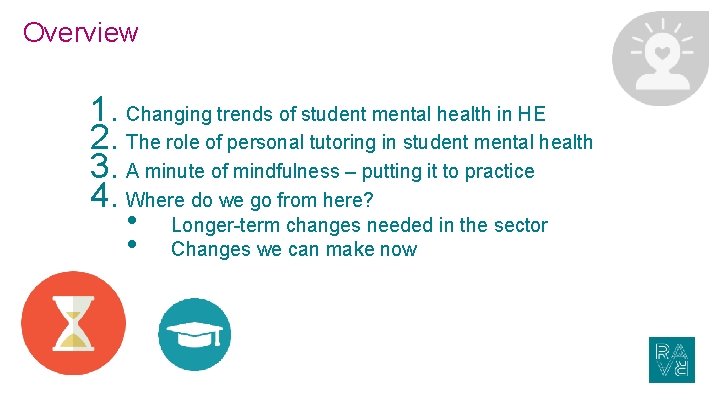 Overview 1. Changing trends of student mental health in HE 2. The role of