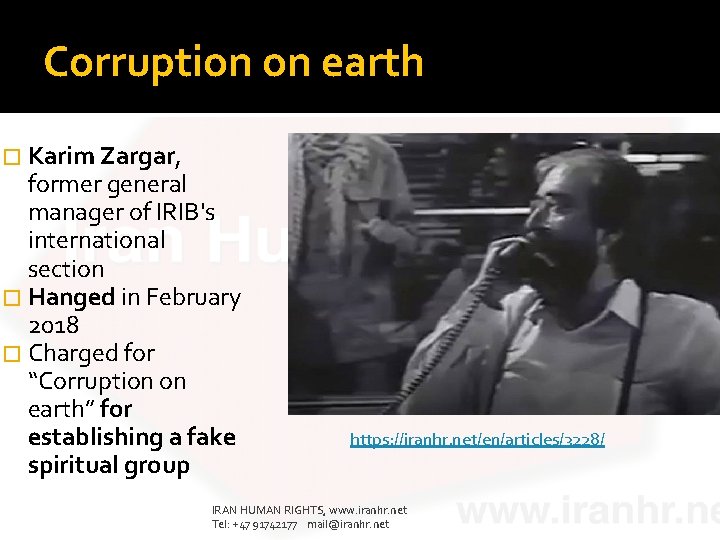 Corruption on earth � Karim Zargar, former general manager of IRIB's international section �