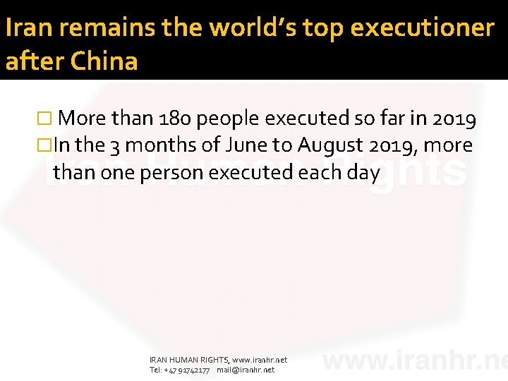 Iran remains the world’s top executioner after China � More than 180 people executed