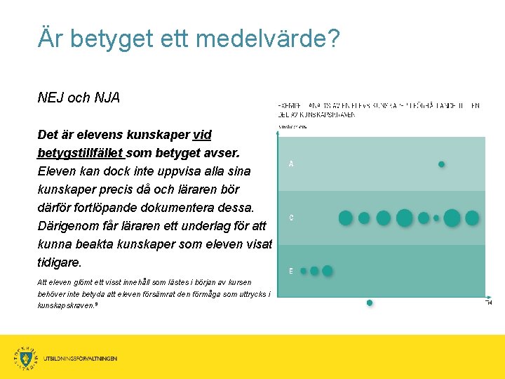 Är betyget ett medelvärde? NEJ och NJA Det är elevens kunskaper vid betygstillfället som