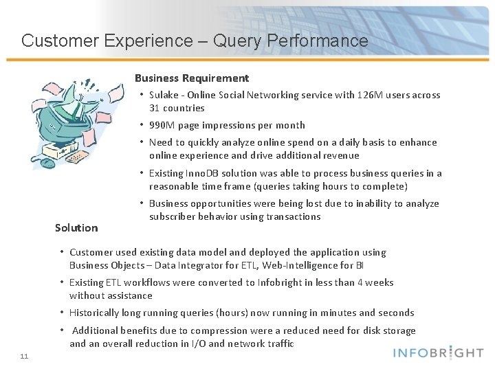 Customer Experience – Query Performance Business Requirement • Sulake - Online Social Networking service