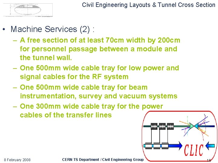 Civil Engineering Layouts & Tunnel Cross Section • Machine Services (2) : – A