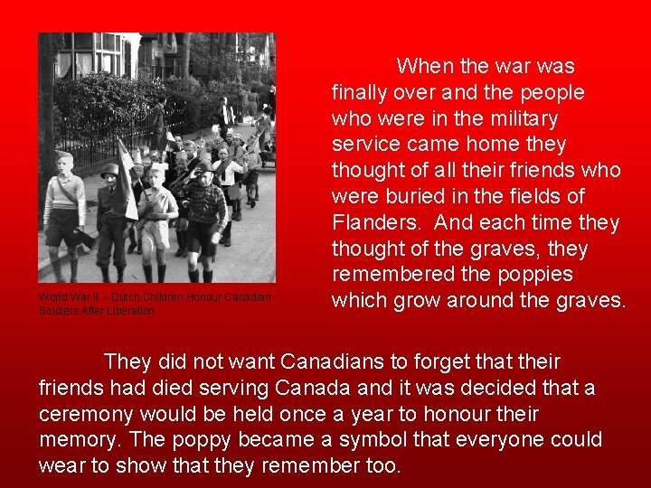 World War II – Dutch Children Honour Canadian Soldiers After Liberation When the war