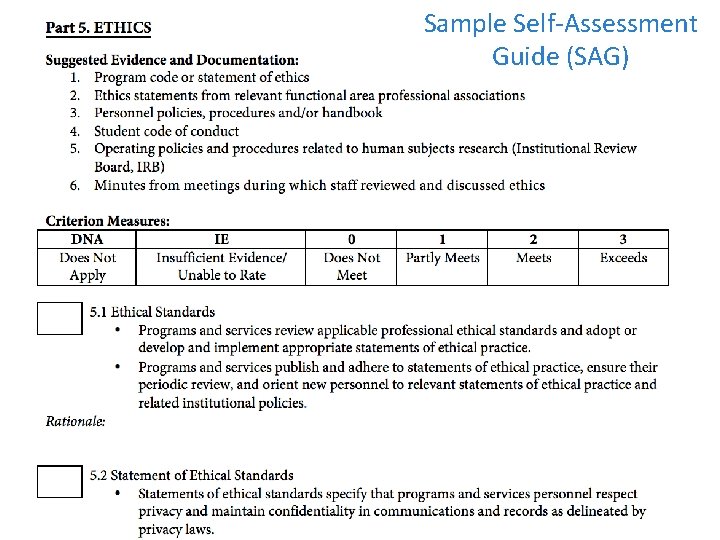 Sample Self-Assessment Guide (SAG) 