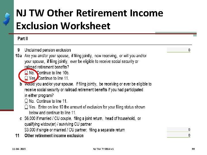 NJ TW Other Retirement Income Exclusion Worksheet 11 -04 -2015 NJ TAX TY 2014
