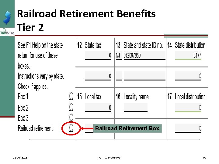 Railroad Retirement Benefits Tier 2 Railroad Retirement Box 11 -04 -2015 NJ TAX TY