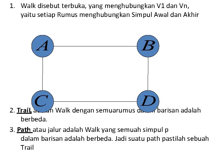 1. Walk disebut terbuka, yang menghubungkan V 1 dan Vn, yaitu setiap Rumus menghubungkan