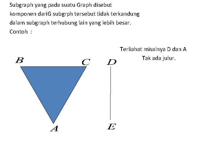 Subgraph yang pada suatu Graph disebut komponen dari. G subgrph tersebut tidak terkandung dalam