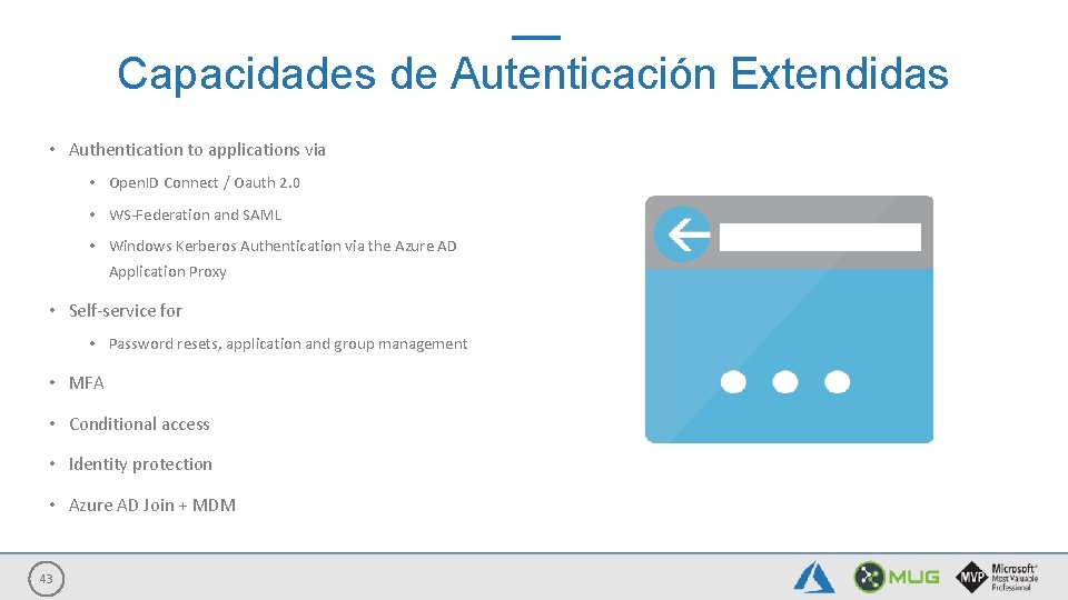 Capacidades de Autenticación Extendidas • Authentication to applications via • Open. ID Connect /