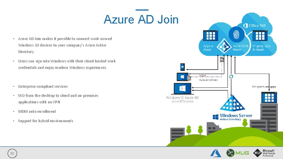 Azure AD Join • Azure AD Join makes it possible to connect work-owned Windows