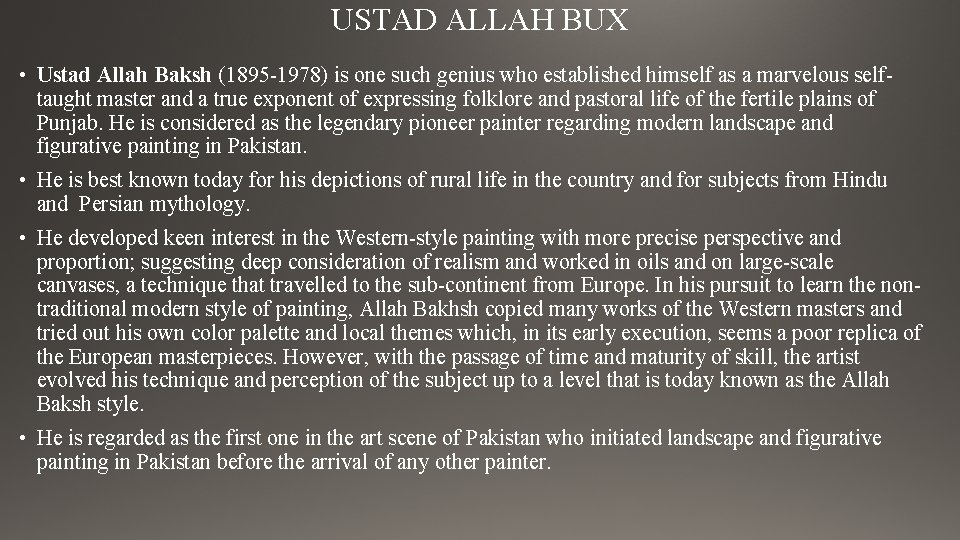 USTAD ALLAH BUX • Ustad Allah Baksh (1895 -1978) is one such genius who