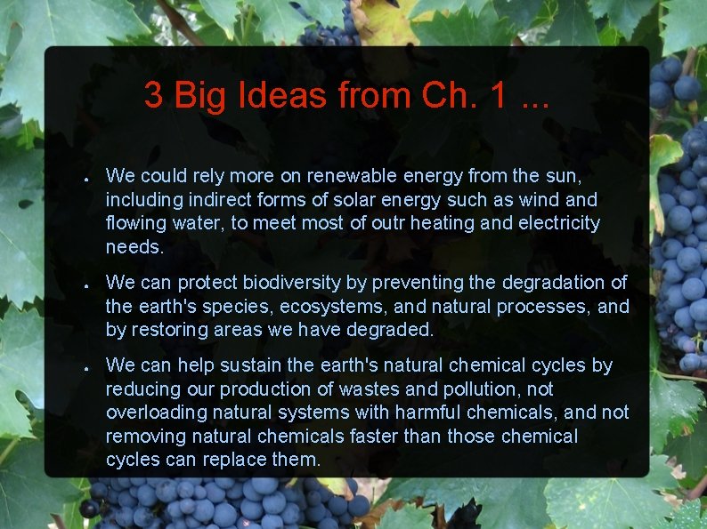 3 Big Ideas from Ch. 1. . . ● ● ● We could rely
