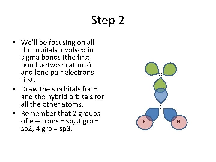 Step 2 • We’ll be focusing on all the orbitals involved in sigma bonds Step 2 • We’ll be focusing on all the orbitals involved in sigma bonds