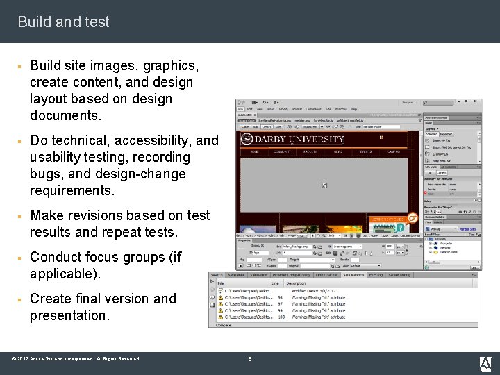 Build and test § Build site images, graphics, create content, and design layout based