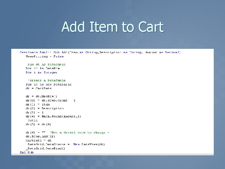 Add Item to Cart 