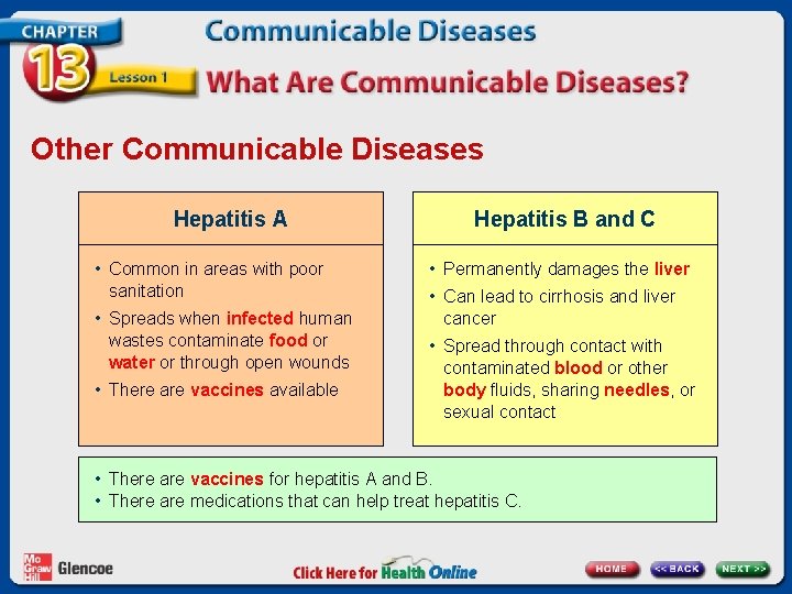 Other Communicable Diseases Hepatitis A • Common in areas with poor sanitation • Spreads