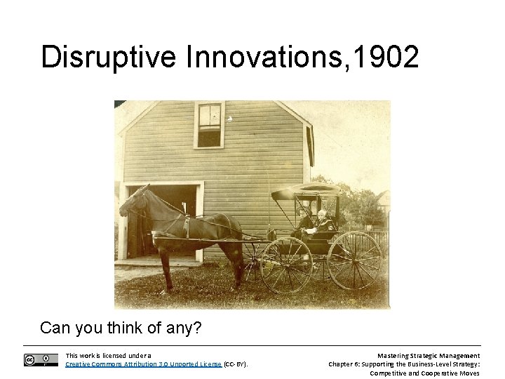 Disruptive Innovations, 1902 Can you think of any? This work is licensed under a
