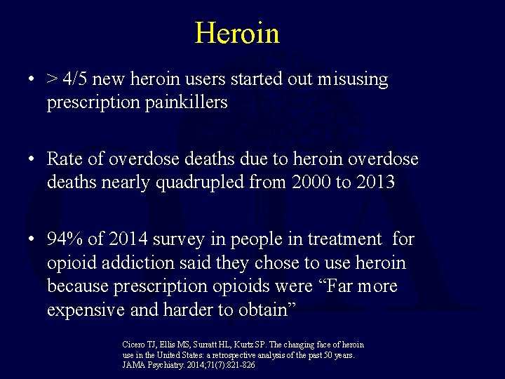 Heroin • > 4/5 new heroin users started out misusing prescription painkillers • Rate