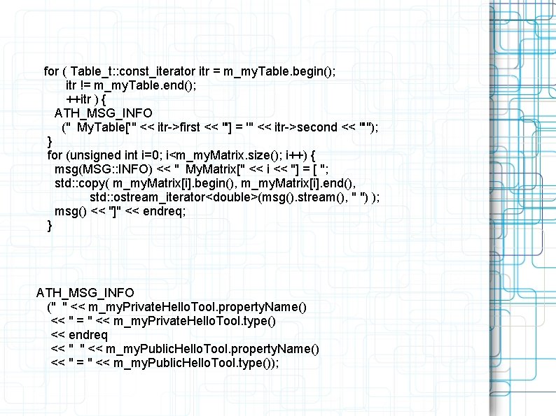 for ( Table_t: : const_iterator itr = m_my. Table. begin(); itr != m_my. Table.