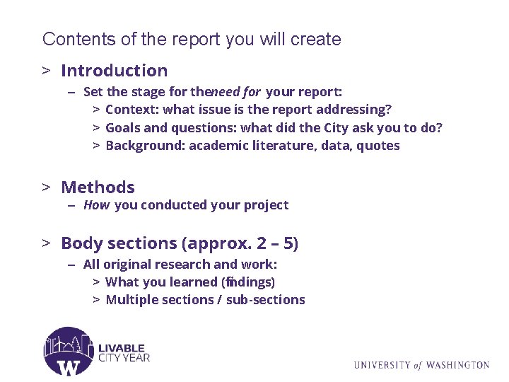 Contents of the report you will create > Introduction – Set the stage for