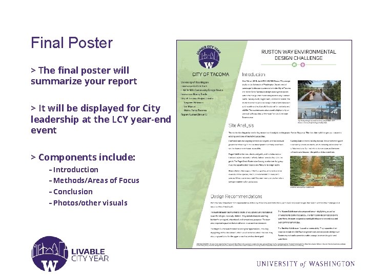 Final Poster > The final poster will summarize your report > It will be