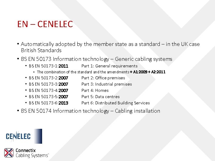 EN – CENELEC • Automatically adopted by the member state as a standard –