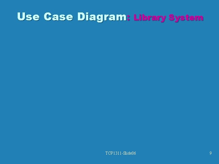 Use Case Diagram: Library System TCP 1311 -Slide 06 9 Use Case Diagram: Library System TCP 1311 -Slide 06 9