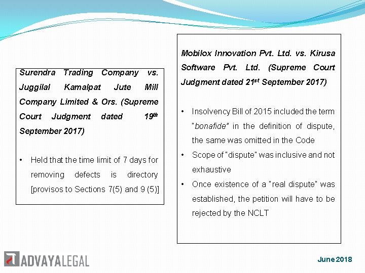 Mobilox Innovation Pvt. Ltd. vs. Kirusa Surendra Juggilal Trading Kamalpat Company Jute vs. Mill