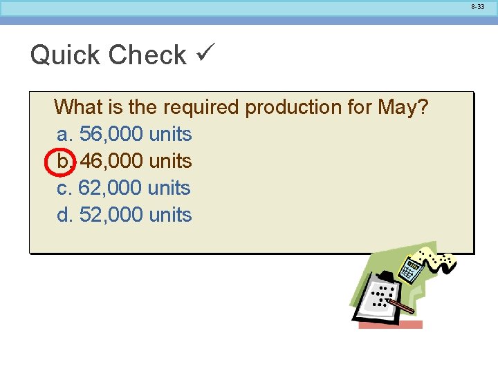 8 -33 Quick Check What is the required production for May? a. 56, 000