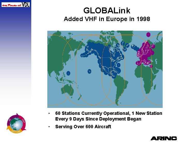 GLOBALink Added VHF in Europe in 1998 • 60 Stations Currently Operational, 1 New