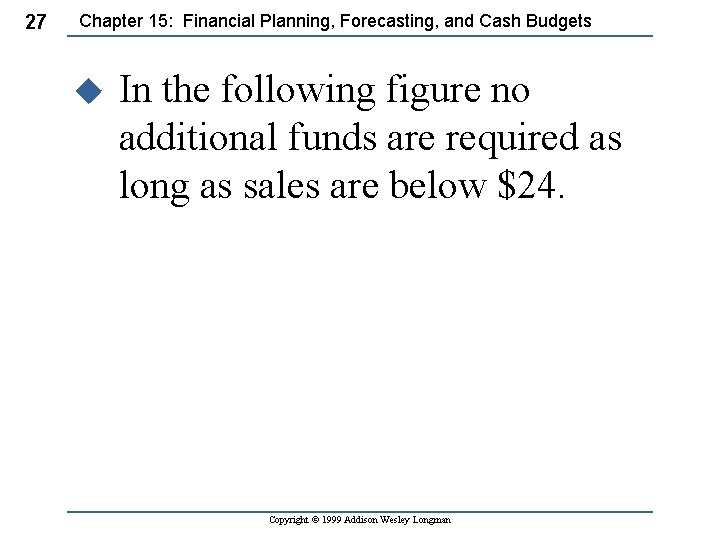 27 Chapter 15: Financial Planning, Forecasting, and Cash Budgets u In the following figure