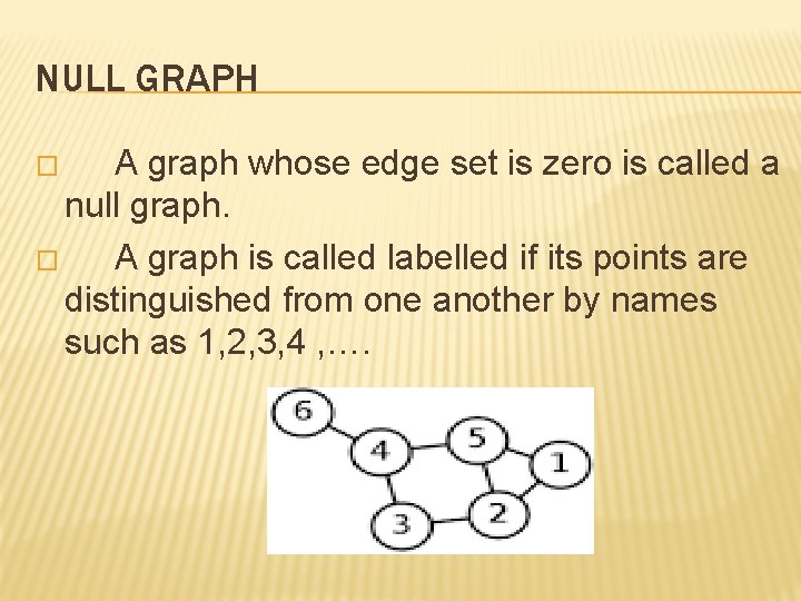 NULL GRAPH A graph whose edge set is zero is called a null graph.