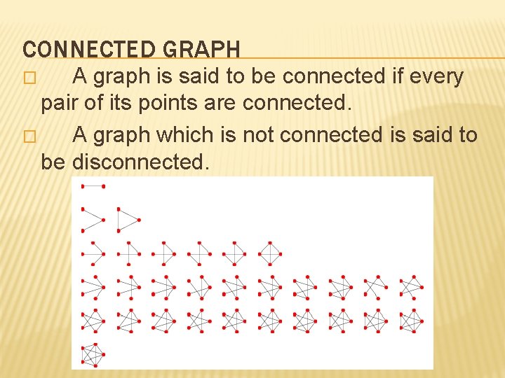 CONNECTED GRAPH A graph is said to be connected if every pair of its