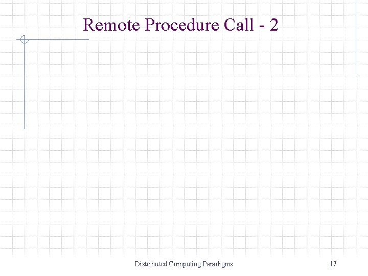 Remote Procedure Call - 2 Distributed Computing Paradigms 17 