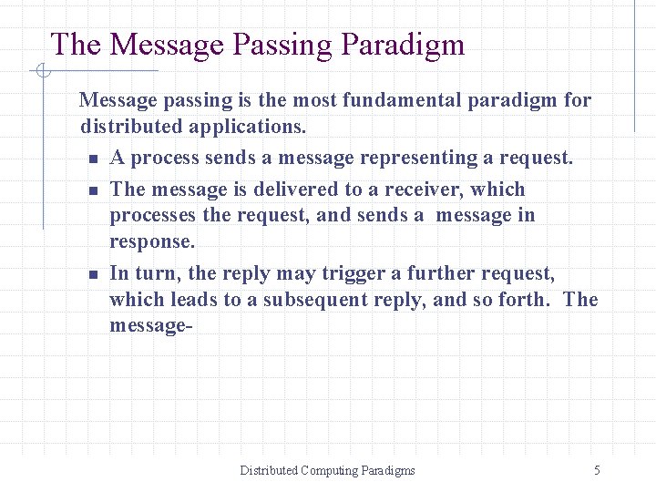 The Message Passing Paradigm Message passing is the most fundamental paradigm for distributed applications.