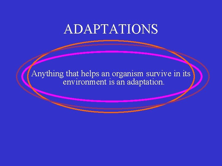 ADAPTATIONS Anything that helps an organism survive in its environment is an adaptation. 