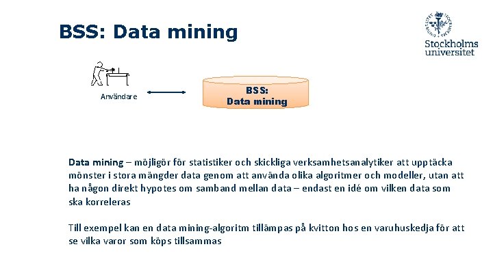 BSS: Data mining Användare BSS: Data mining – möjligör för statistiker och skickliga verksamhetsanalytiker