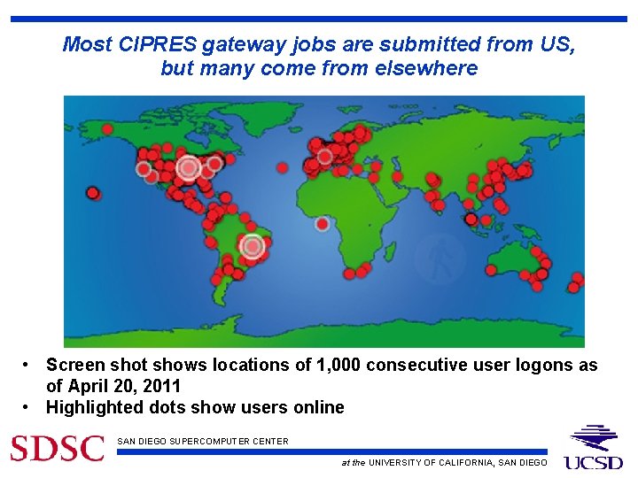 Most CIPRES gateway jobs are submitted from US, but many come from elsewhere •
