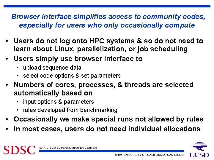 Browser interface simplifies access to community codes, especially for users who only occasionally compute