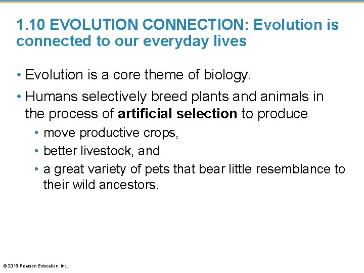 1. 10 EVOLUTION CONNECTION: Evolution is connected to our everyday lives • Evolution is