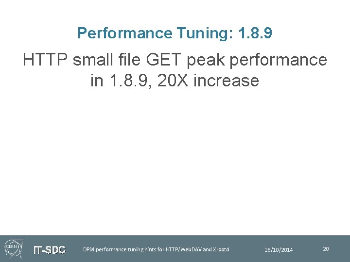 Performance Tuning: 1. 8. 9 HTTP small file GET peak performance in 1. 8.