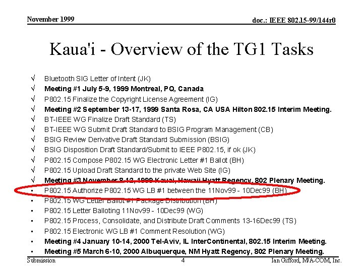 November 1999 doc. : IEEE 802. 15 -99/144 r 0 Kaua'i - Overview of