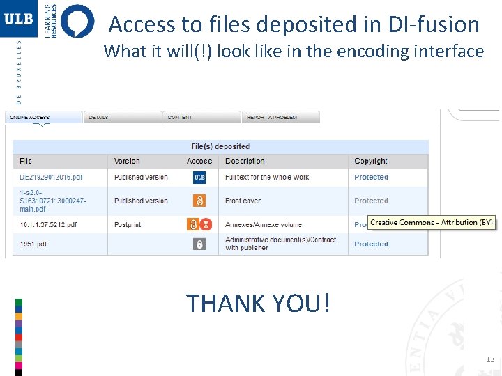 Access to files deposited in DI-fusion What it will(!) look like in the encoding