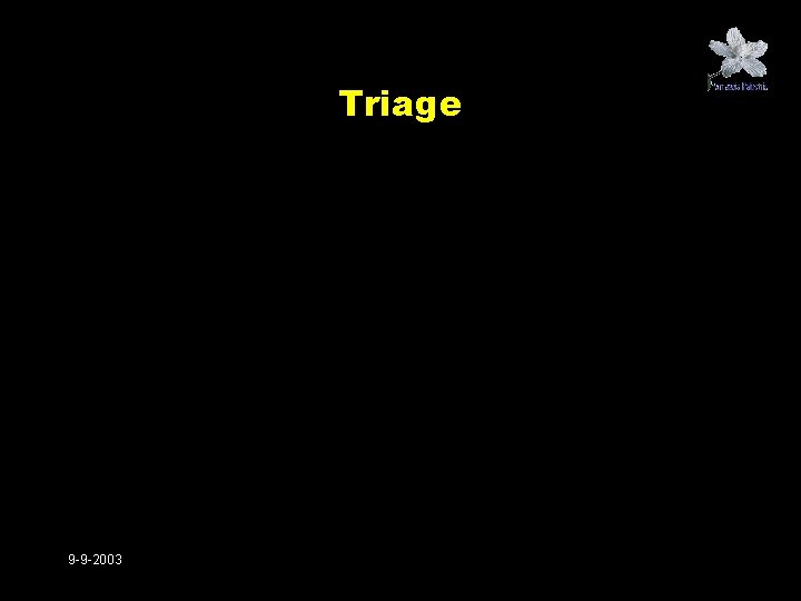 Triage 9 -9 -2003 