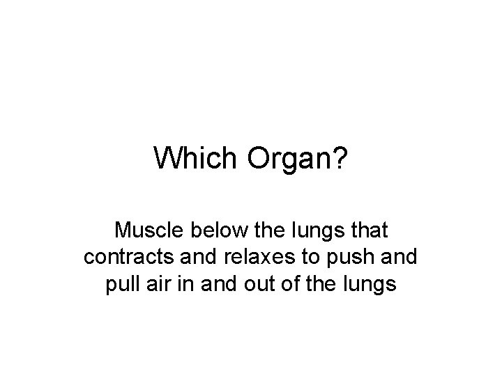 Which Organ? Muscle below the lungs that contracts and relaxes to push and pull