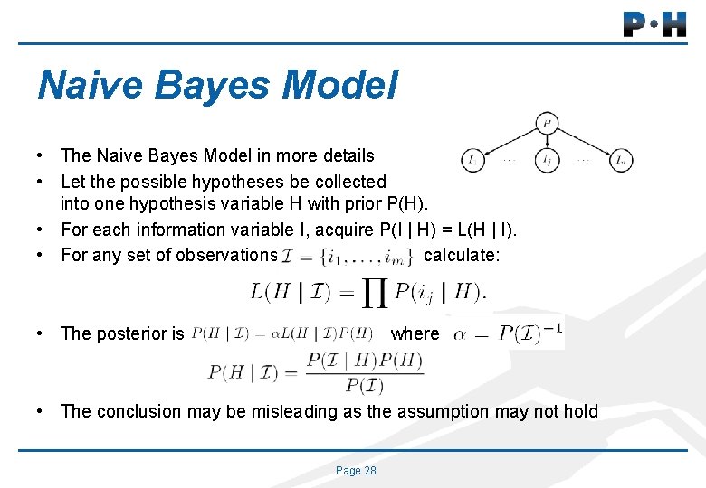 Naive Bayes Model • The Naive Bayes Model in more details • Let the