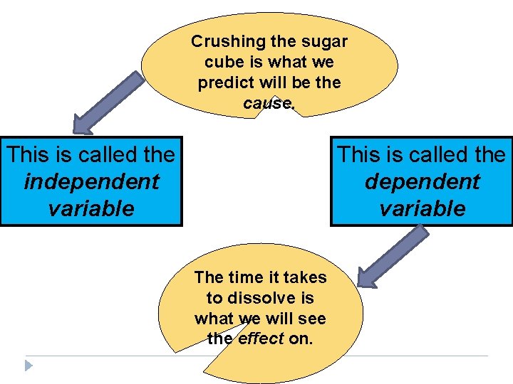 Crushing the sugar cube is what we predict will be the cause. This is