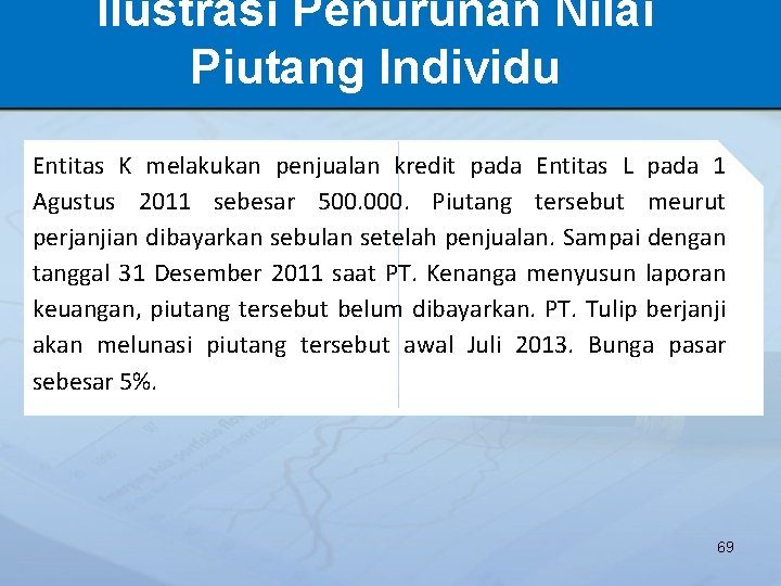 Ilustrasi Penurunan Nilai Piutang Individu Entitas K melakukan penjualan kredit pada Entitas L pada