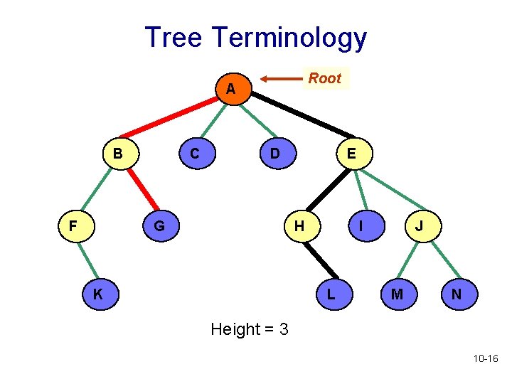 Tree Terminology Root A C B D G F E I H K L Tree Terminology Root A C B D G F E I H K L